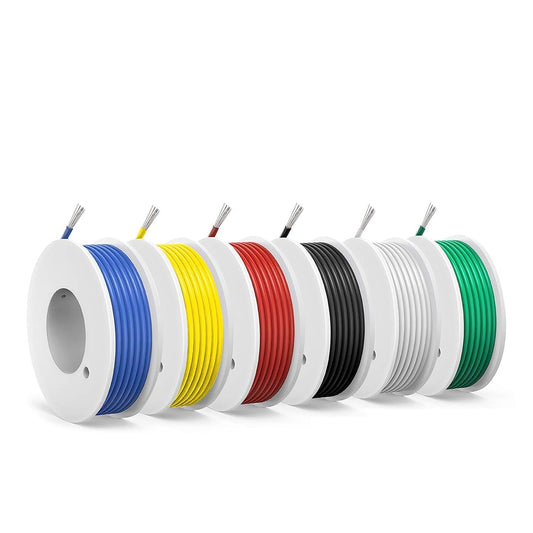 26 awg Wire,26 awg Silicone Electrical Wire -SCHDRA 26 Gauge Tinned Copper Wires(6 Colors 20ft Each Color)(OD: 1.5 mm),Stranded Wire-for Electronics, DIY Projects, Automotive Wiring