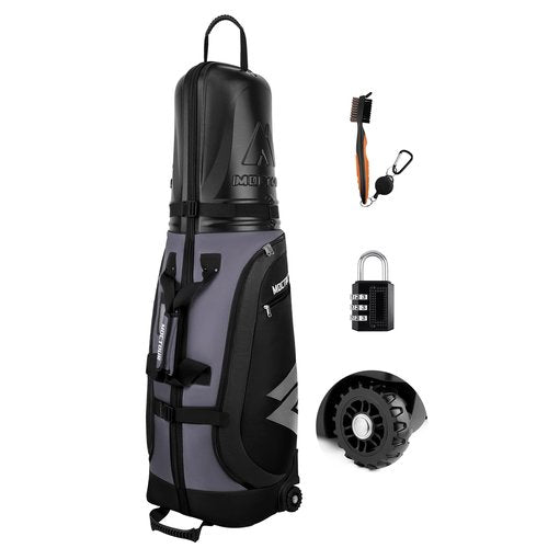 MOCTOUR Golf Travel Bags for Airlines with Wheels & ABS Hard Case Top, Protect Your Clubs, Waterproof 1680D Oxford Fabric and Oversize Tank Wheels, Lightweight and Easy to Maneuver (Grey)