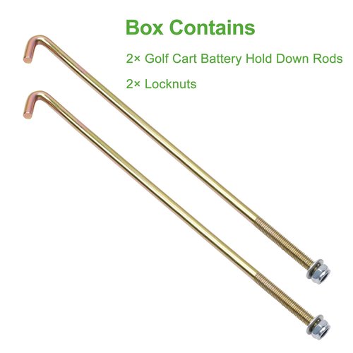 10L0L Golf Cart Battery Hold Down Rod 10.7" J-Bolt Nuts for Yamaha Gas All Models G22 Electric Clubcar Carryall Villager 6/8 OEM# 102845203 101668201 JN3-H2133-00-00 JN2-H2133-00, Pack of 2