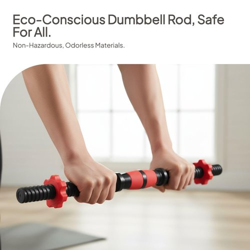 DYNWAVE 2X Dumbbell Handle Dumbellsweights Set Sturdy with 4 Collars Barbell Bar for Workout Strength Training Fitness Gym Attachment, 35cm