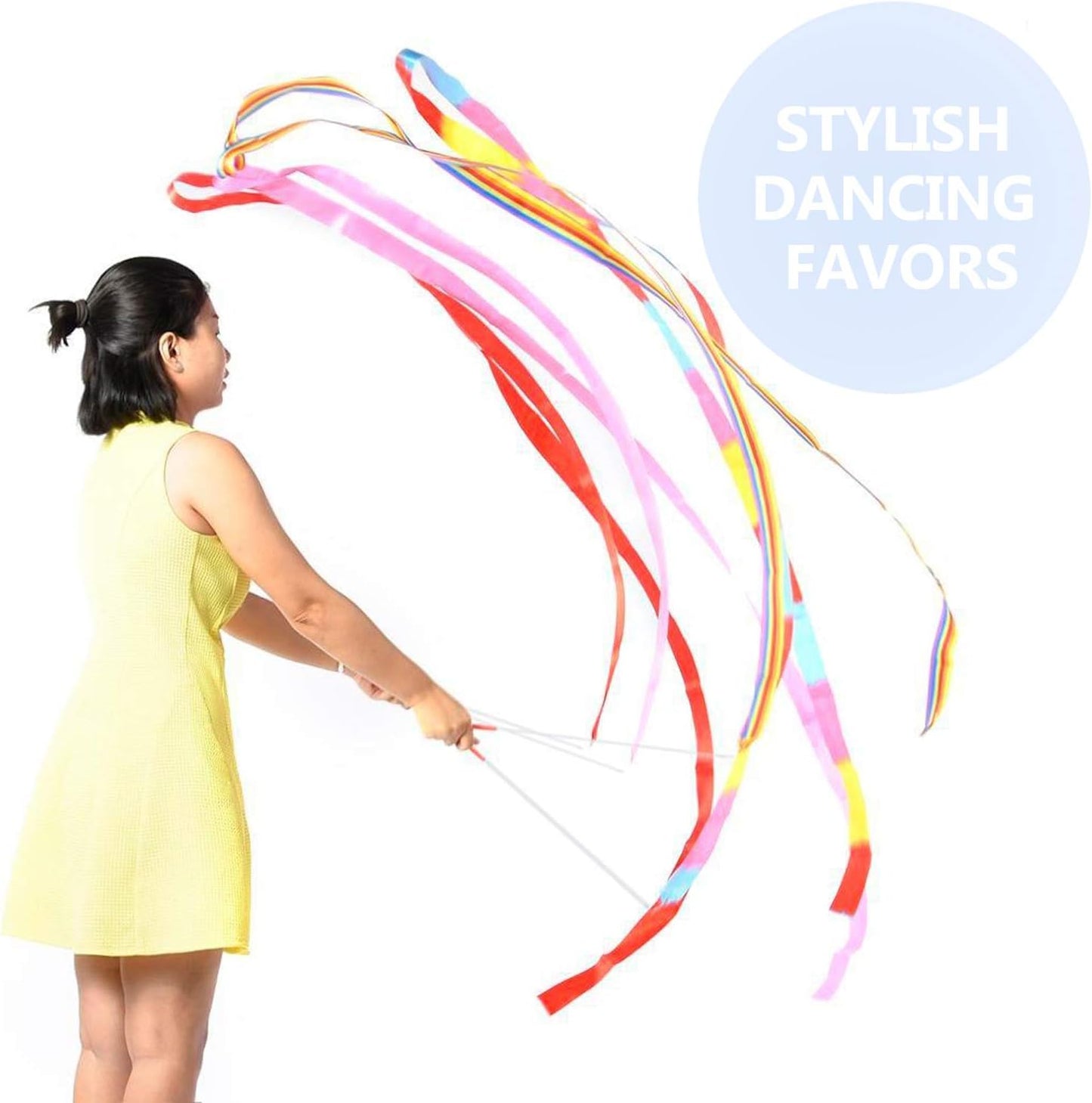 Novelty Place Dance Ribbons - 6.6Ft Unisex Kids' Gymnastics Ribbon Wands | Perfect for Talent Shows & Baton Twirling (10 or 2 Pack)