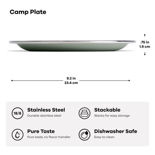 Hydro Flask Outdoor Kitchen Plate – Stainless Steel Reusable Plate – Camping Kitchen Essentials Agave Green