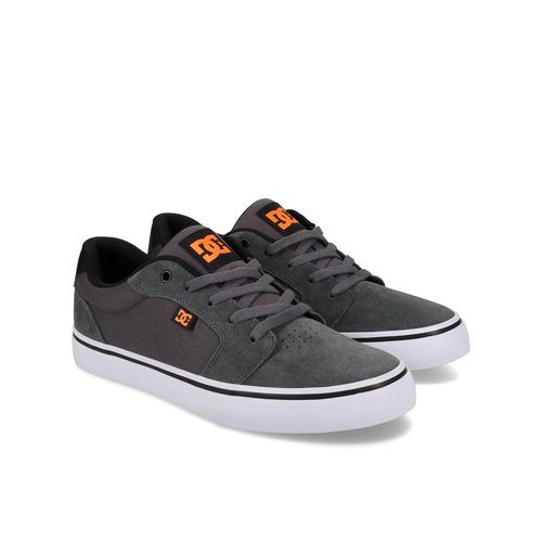 DC Men's Anvil Casual Skate Sneaker, Grey/Black/Orange, 12