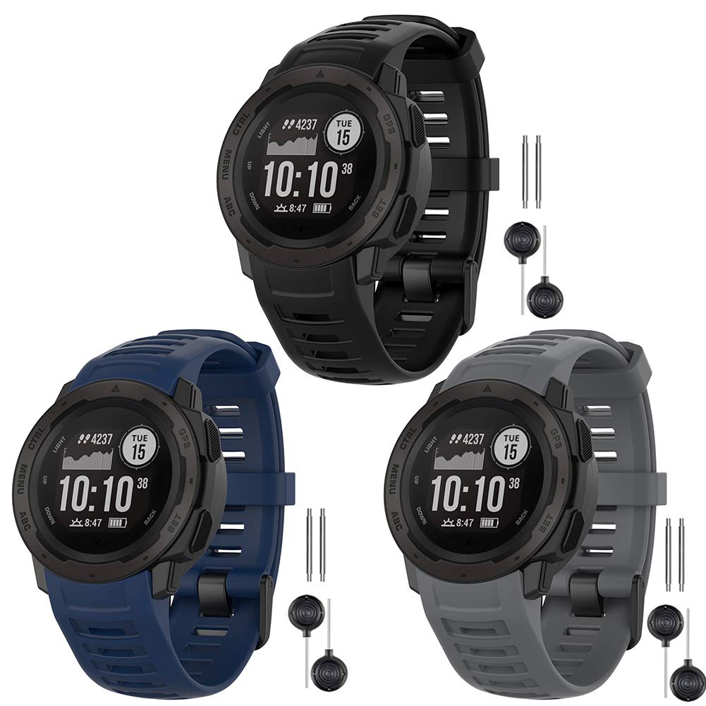 Watbro Bands Compatible with Garmin Instinct Sports GPS, Soft Silicone Adjustable Replacement Wristbands for Garmin Instinct/Tide/Tactical