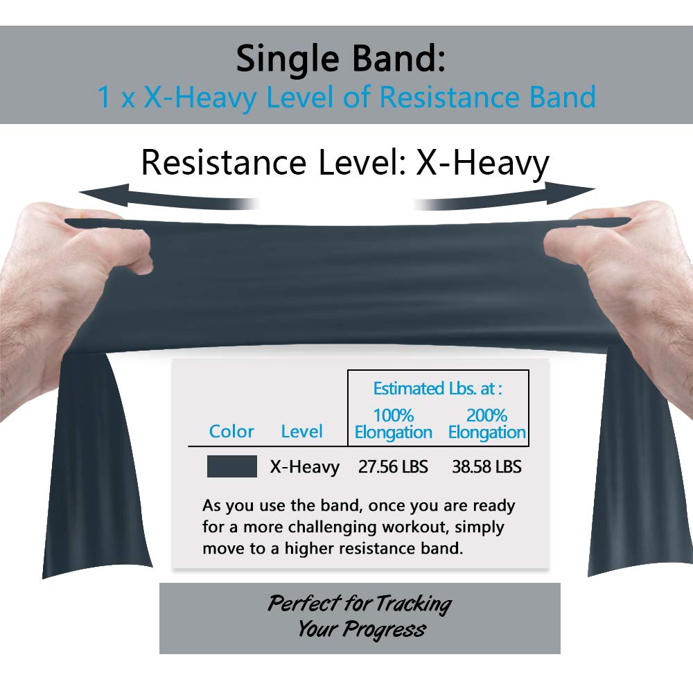 A AZURELIFE Professional Individual Exercise Resistance Bands, Single 5, 6,7 Ft or 8 Yards Elastic Bands, Non-Latex Stretch Bands for PT, Yoga, Pilates, Rehab, at-Home or The Gym Workouts