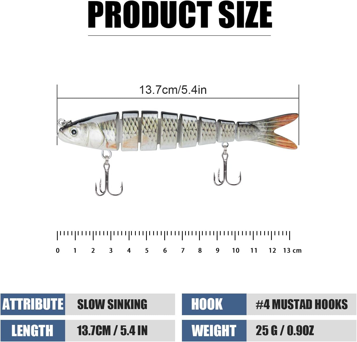 Truscend Fishing Lures - Slow Sinking Bass Lure for Freshwater & Saltwater | Essential Bait for All Fish Species