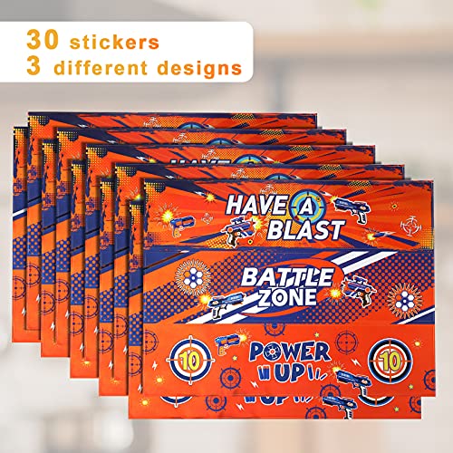 30 Dart Gun Party Water Bottle Labels - Birthday Decoration Wraps