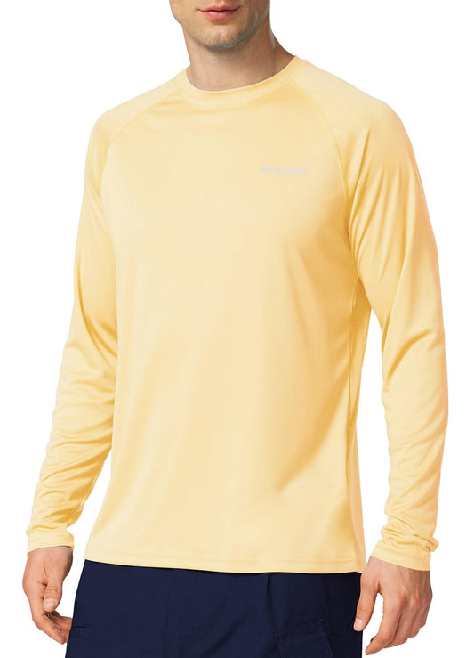 baleaf Men's UPF 50+ Sun Protection Shirts Long Sleeve 01-Custard S