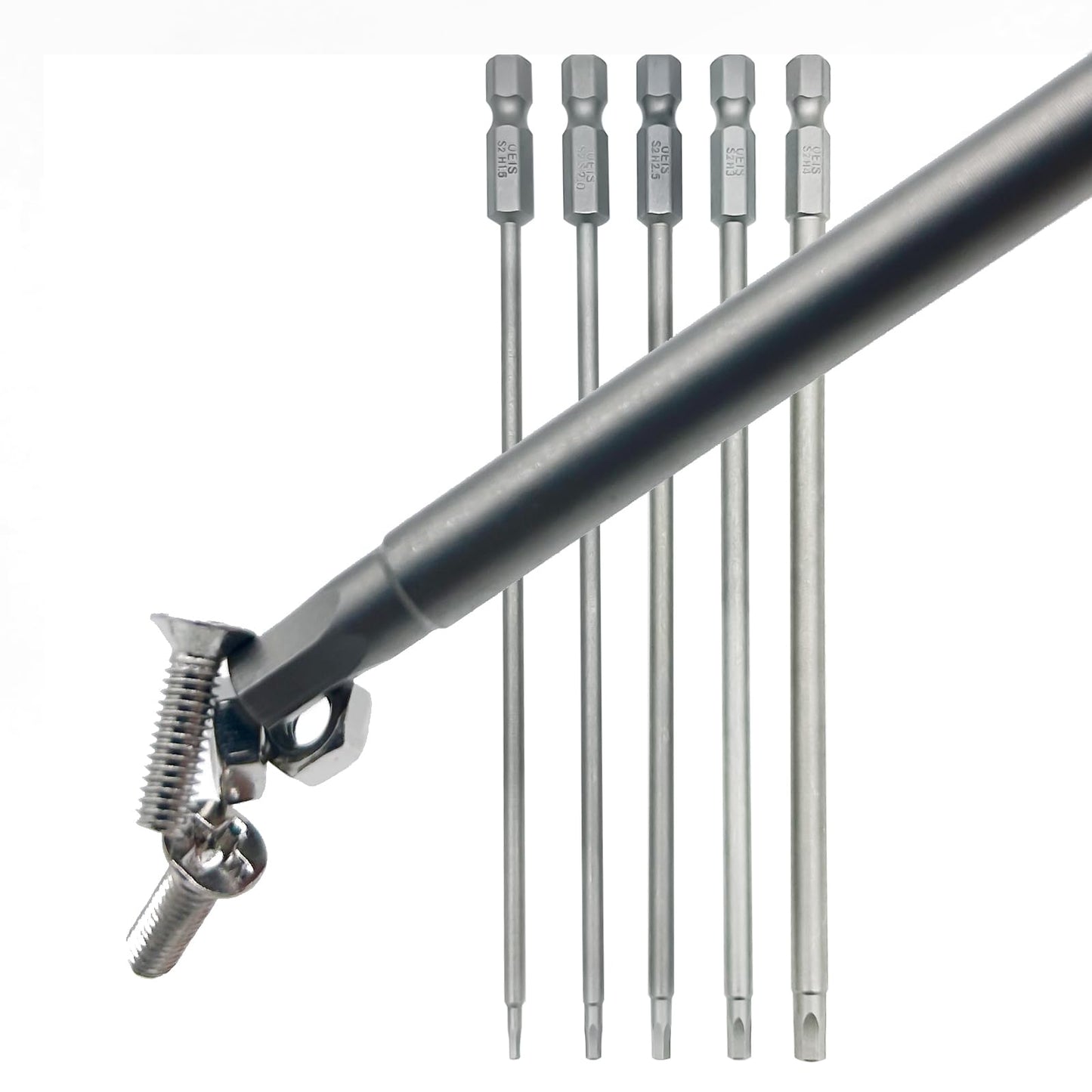 5Packs RC Hex Bit 6 Inch Power Bits 1.5mm 2.0mm 2.5mm 3.0mm 4mm Allen Wrench Drill Bit Set Professional Grade ¼ Inch Hex Shank for Screwdrivers Electric Screwgun/Power Drill