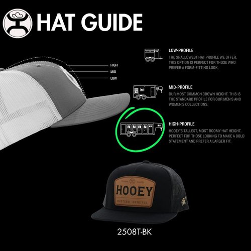 HOOEY Men's Trip Adjustable Snapback Trucker Mesh Back Hat (Black/Brown)
