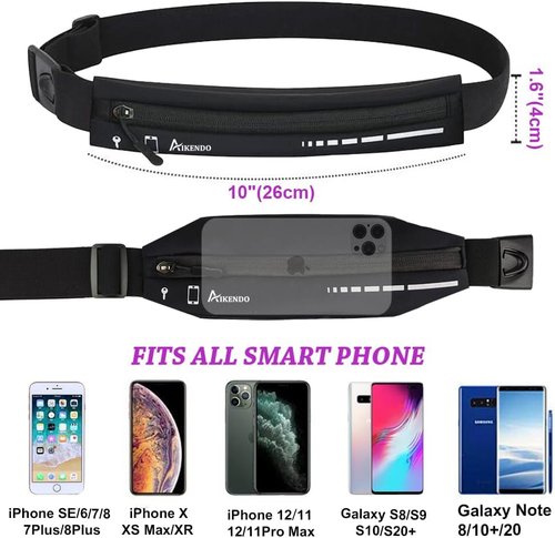 AIKENDO Slim Running Belt - Lightweight Fanny Pack for Runners | Phone Holder & Workout Pouch