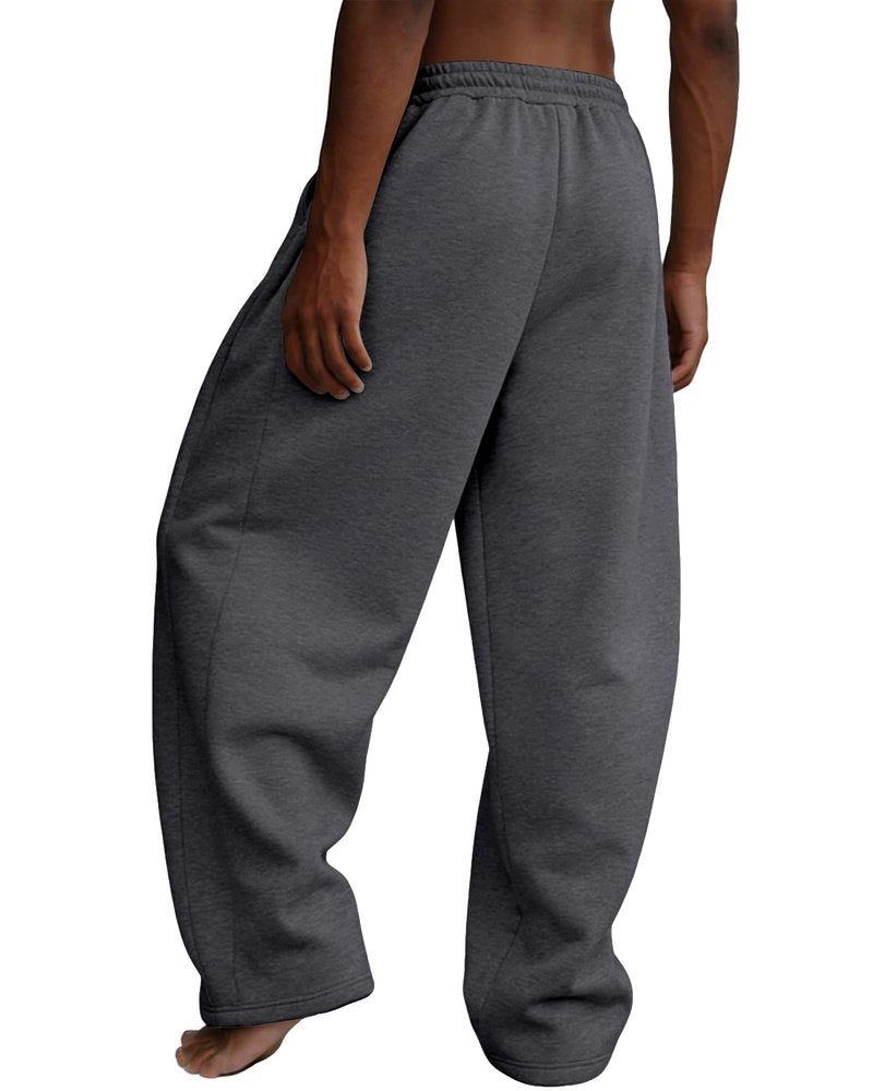 Tooprvix Men's Baggy Sweatpants Heavyweight Fleece Wide Leg Drawstring Sweat Pants,Casual Loose Lounge Joggers with Pockets Slacks for Athletic Hiking,Dark Grey