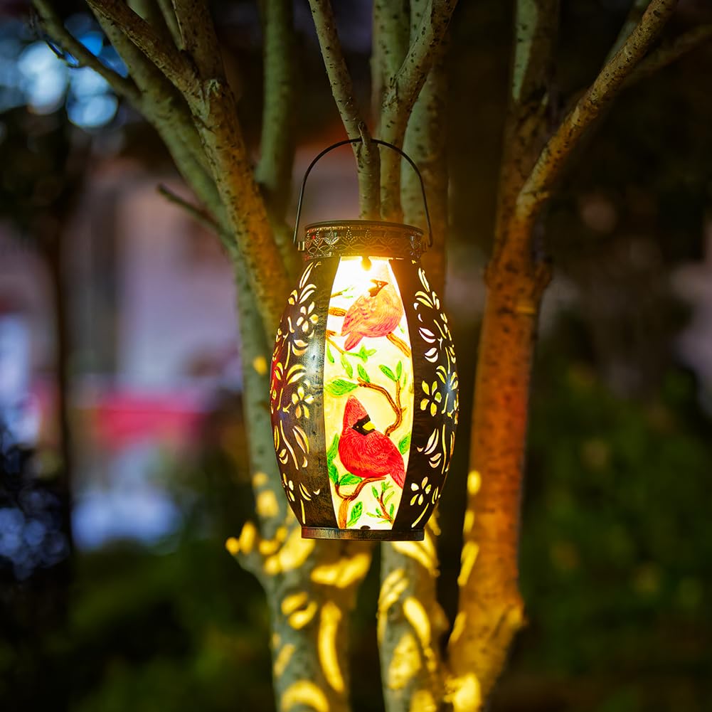 VEWOGARDEN Hanging Solar Lanterns Outdoor Waterproof Decorative Cardinal Solar Lights for Patio Porch Garden Table Decor