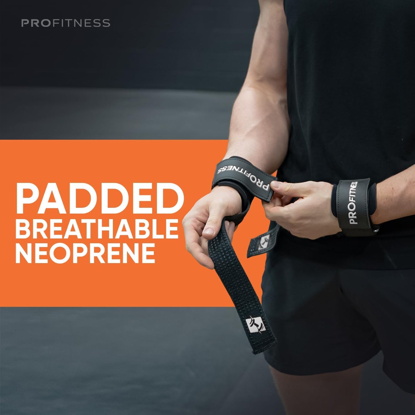 ProFitness Weight Lifting Straps - 10” Padded Neoprene Straps with Non-Slip Grip for Men & Women