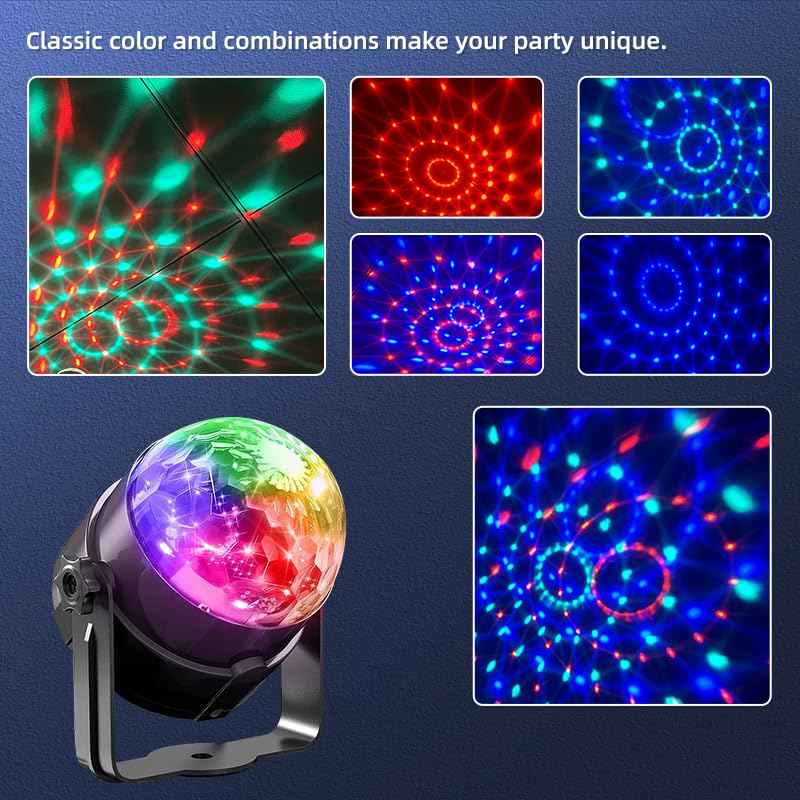 Yiixuyo - 3-Pack Sound Activated Party Lights with Remote Control Dj Lighting, Disco Ball Light Projected Effect Dancing Lights, Strobe Lamp for Parties Supplies Birthday Christmas Bar KTV Decorations