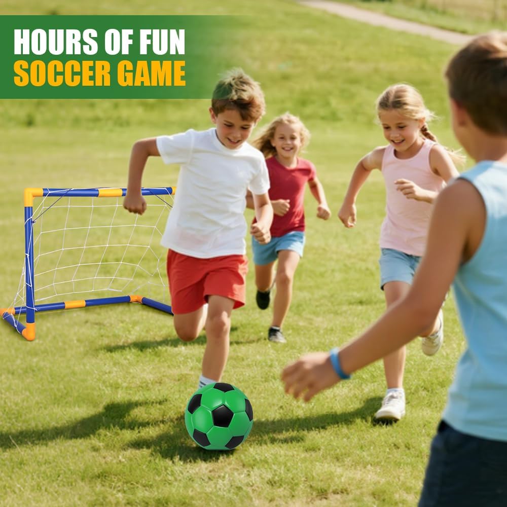 Soccer Goal Set - Portable Mini Soccer Net with 3 Balls | 23" W x 18" H x 12" D - Ideal for Kids & Youth Training