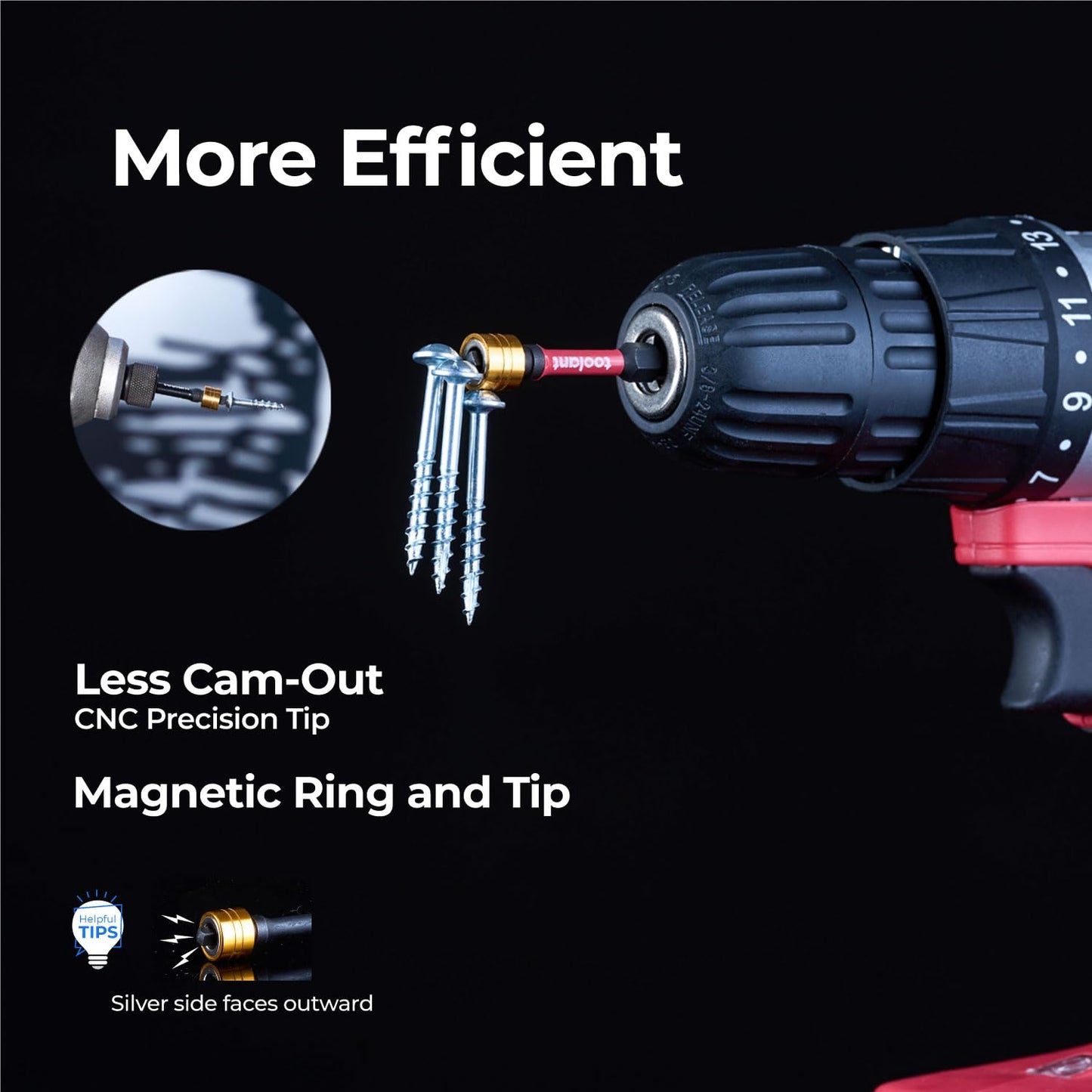 toolant Square Drive Bit Set, Square Impact Driver bits S2 Steel, Robertson Driver Bits Magnetic CNC Tips, Square 2 Impact Bit 1/4" Hex-Shank with Storage Box, 10pcs SQ2 2" Long