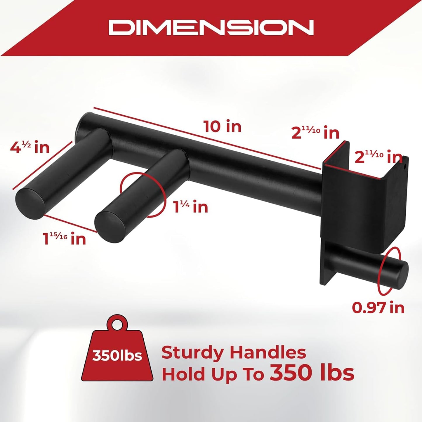 Yes4All 350 LBS Capacity - Dip Bars for 2x2 with 1" SIDE Hole Power Cage - Squat Rack Attachments for Dips, Pull Up, Push-up