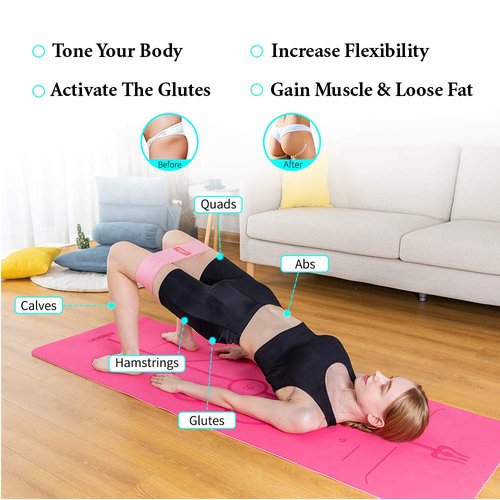 EILISON GLAMFIT Booty Resistance Bands for Women - Set of Non-Slip 5 Cotton Loops, Hip Thigh Glute Workout Bands for Squats, Yoga & Home Fitness Strength Training (Level 5)