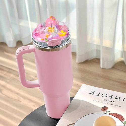 foci cozi Compatible with Stanley Cup Lid Accessories Charms,Angel Sparkling Flower Charms for Stanley Cups H2.0 Accessories 30oz 40oz (Angel Pink, 30oz)