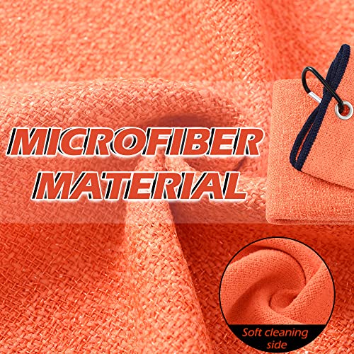 Tri-Fold Golf Towel - 2-in-1 Club & Ball Cleaner, Orange
