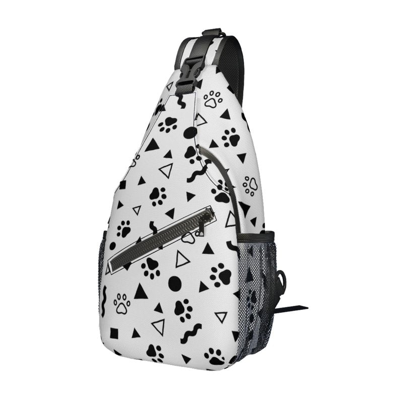 Crossbody Sling Puppy Footprint Pattern Backpack Chest Bag Waterproof Daypack Fanny Pack Cross Body Bag for Women Men Travel Shopping Leisure Sport