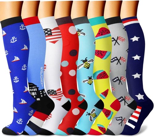 CHARMKING Compression Socks - 15-20 mmHg Circulation Support for Men & Women | 8 Pairs Ideal for Running & Cycling