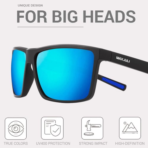 MAXJULI Polarized Sunglasses - UV 400 Protection for Big Heads | Stylish Unisex Design 8125