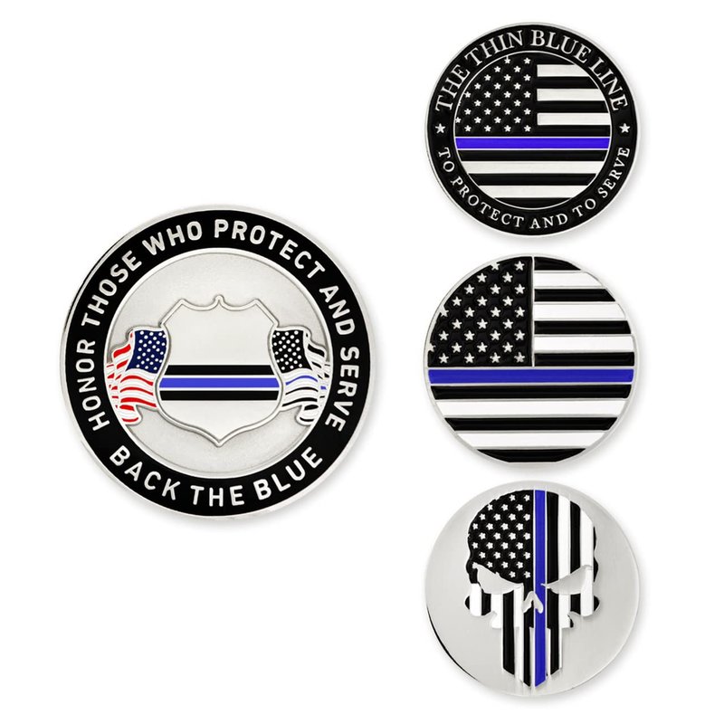 PinMart's Thin Blue Line Flag Golf Essentials Gift Set, Golf Divot Tool, Hat Clip, Magnetic Ball Markers, Large Ball Marker with Presentation Box - Gifts and Accessories for Men and Women