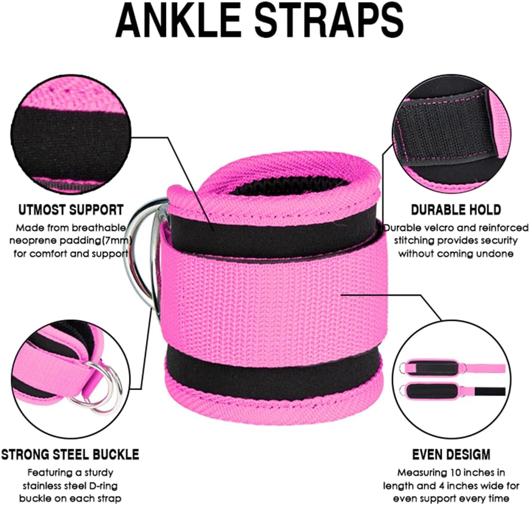 Skiennix Ankle Resistance Bands - Adjustable Padded Straps for Glute Kickback | 1 Pair