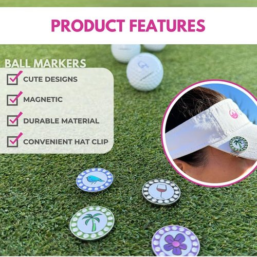 Bling Golf Ball Marker Hat Clip | Magnetic Ball Marker for Women | Stylish Golf Hat Clip Ball Marker for Female Golfers Fun Gift Idea with Strong Magnet for Hat, Visor, Golf Accessories (Birdie)