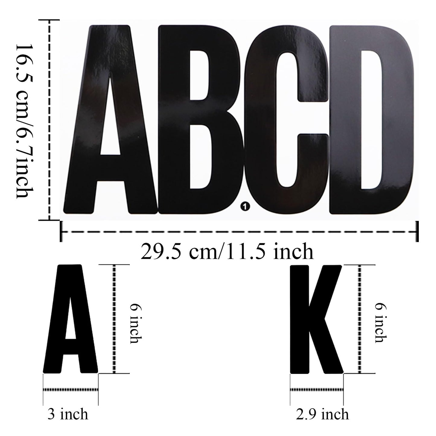 21 Sheets 6 Inch Letter Stickers, Self Adhesive Vinyl Capital Alphabet Punctuation Stickers for Mailbox, Crafts, Notice Boards - Black