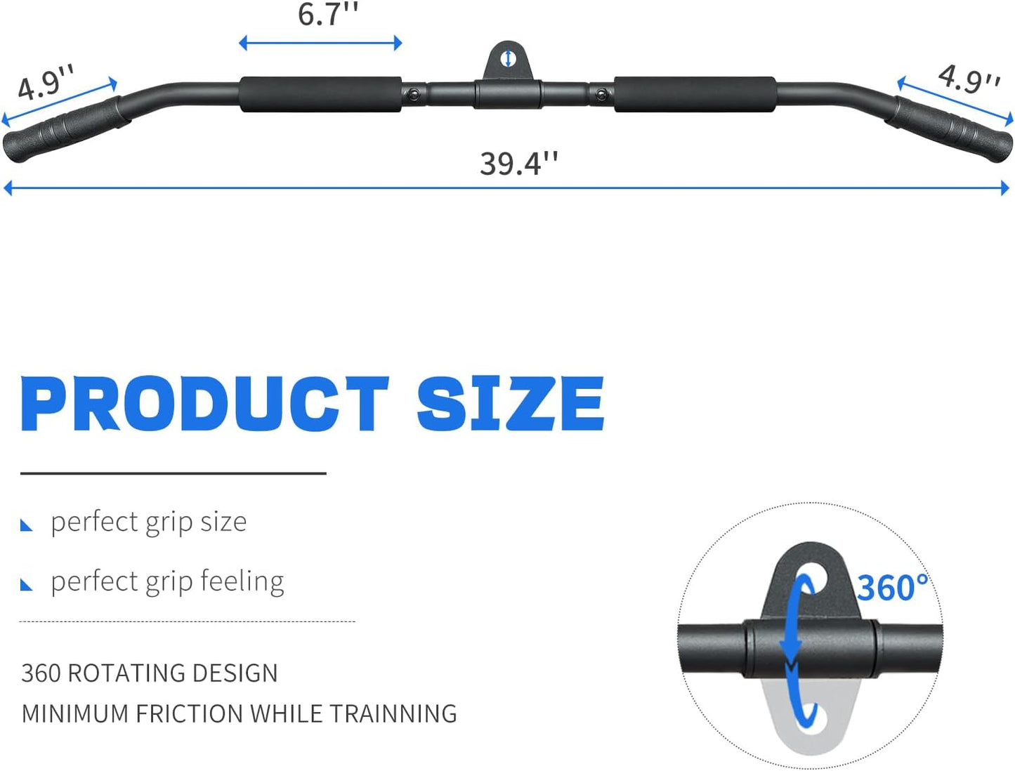 Rotating LAT Pull Down Bar by [Brand Name] - 39.4'' Pulley System Attachment for Cable Machines