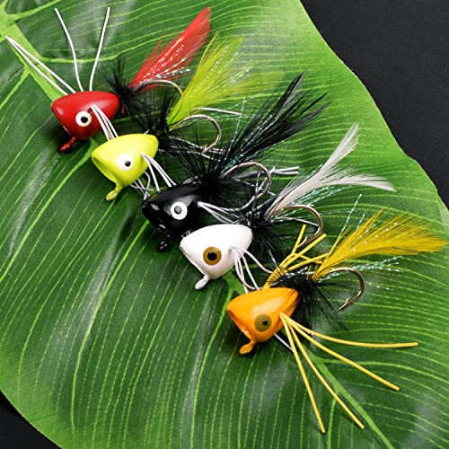 Bass Popper Flies Kit - 12 Pcs Orange Fishing Lures