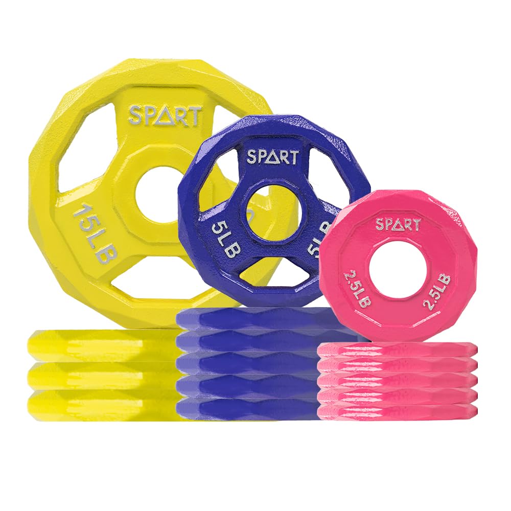 SPART Color Coded Weight Plate 2-Inch Cast Iron Metal Weight Plates for Barbell,Solid Cast Iron Olympic Weight Plates for Strength Training, Weightlifting, Crossfit, 35LB, Single