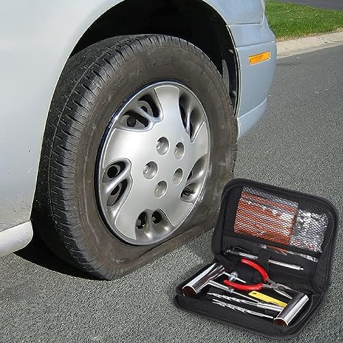 61pcs Tire Repair Kit with Quick Seal for Cars, Trucks, Motorcycles - Universal Tools