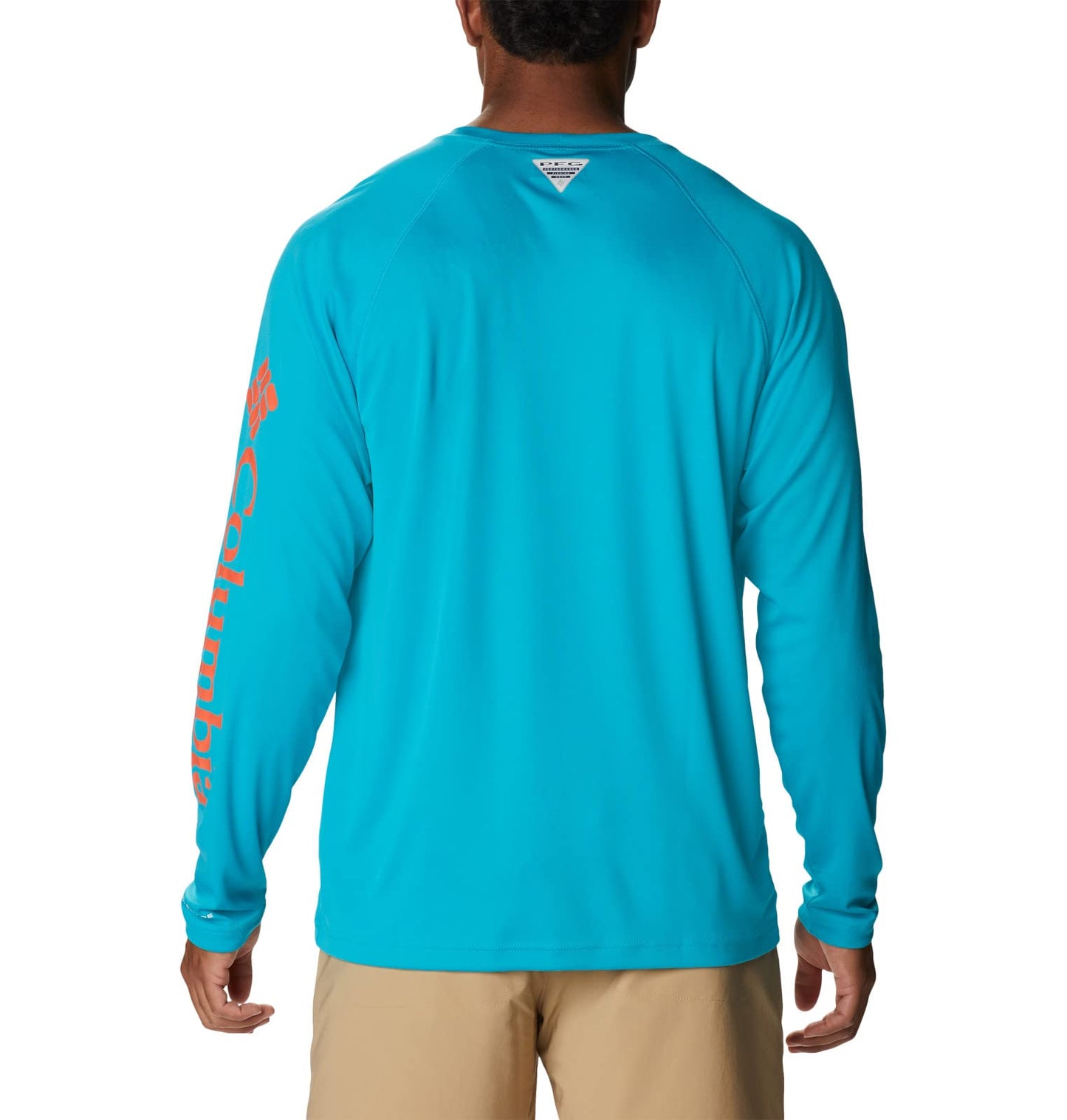 Columbia Men's Terminal Tackle Long Sleeve Shirt, Ocean Teal/Corange Logo, 4X Tall