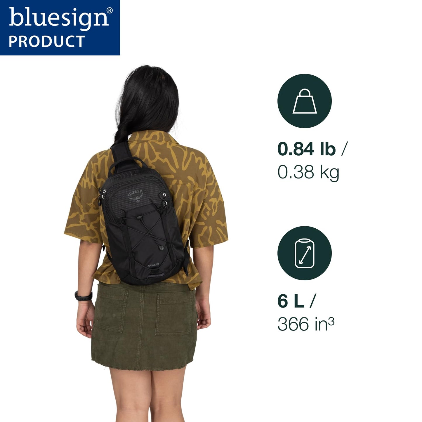Osprey Quasar Shoulder Sling Bag - Everyday Crossbody Backpack with Laptop Sleeve, Bottle Pocket, & Phone Pocket, Torrent Blue Heather