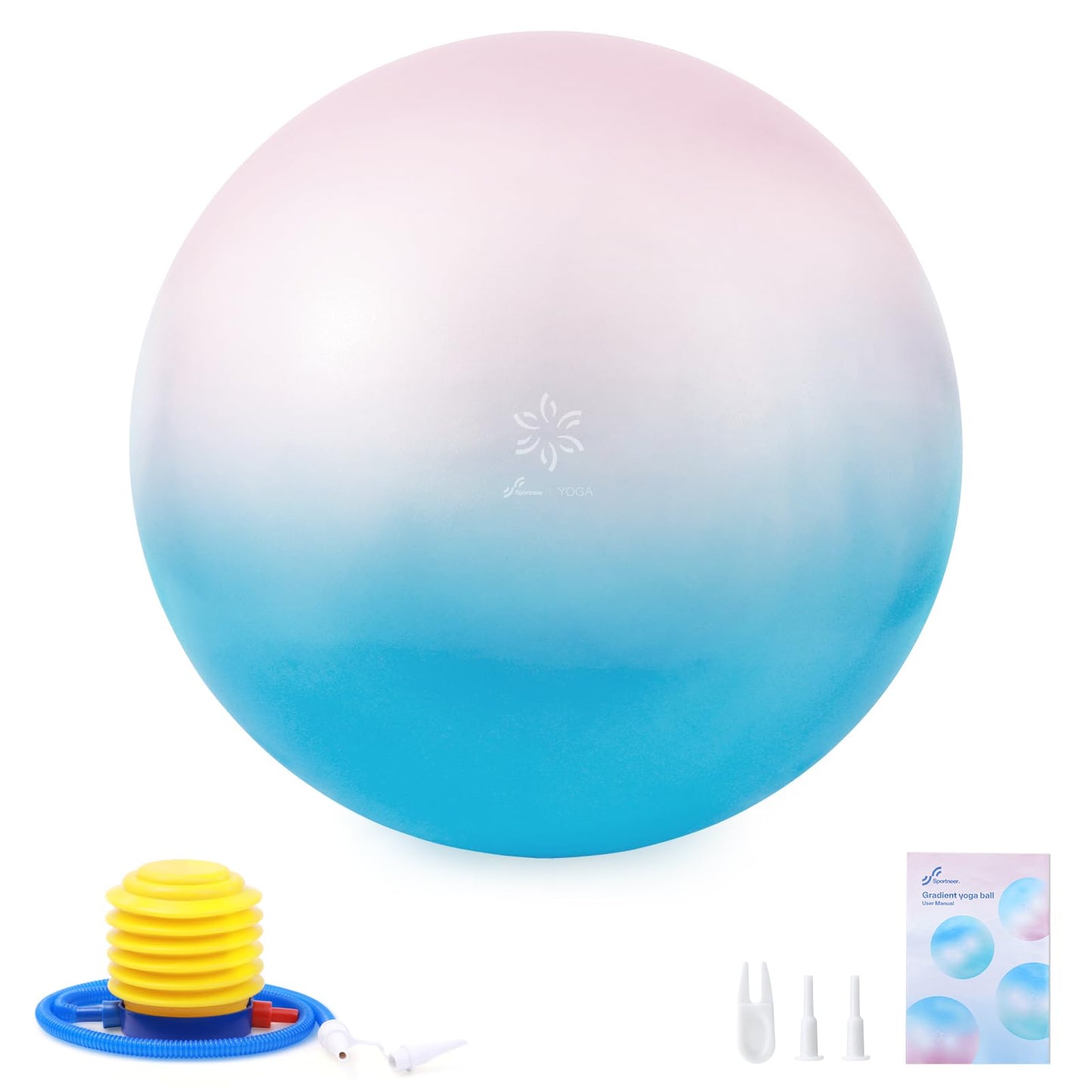 Sportneer Extra Thick Exercise Ball - 25.6''Yoga Ball with Quick Pump - Anti-Burst and Slip Resistant Fitness Ball Chair for Pregnancy and Physical Therapy (Pink Blue)