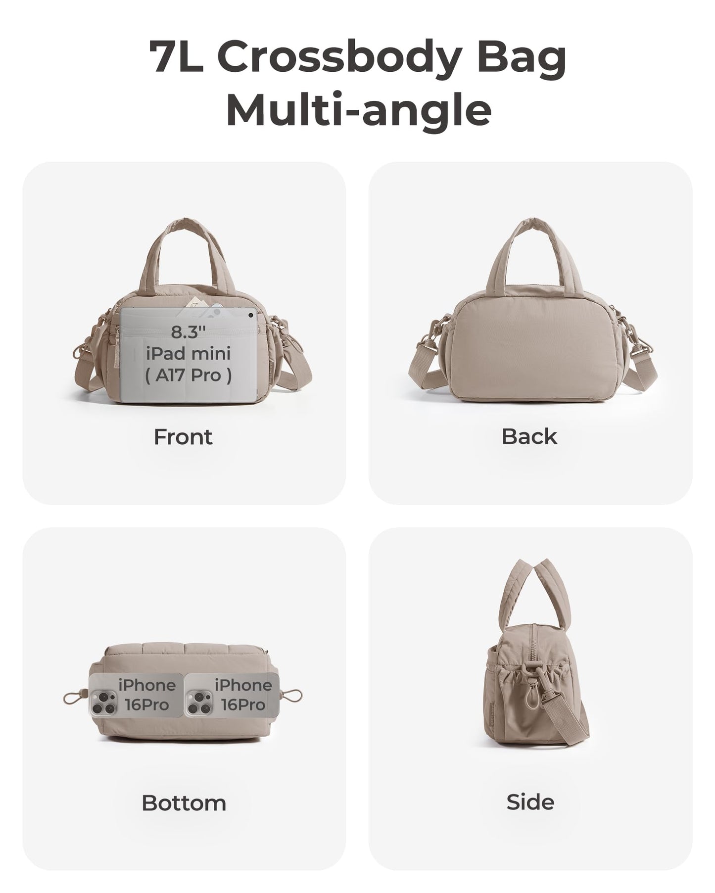 BAGSMART Mini Duffle Bag, Crossbody Bags for Women, Pastel Pink