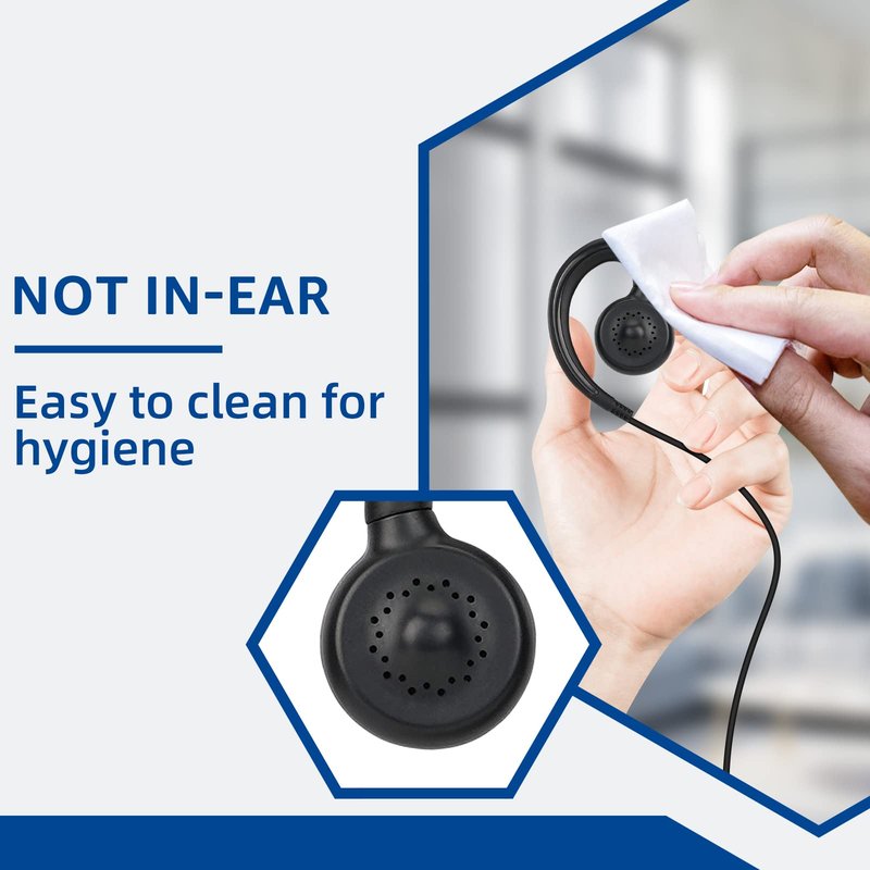 Retevis Swivel Walkie Talkie Earpiece with Mic, Coil Tube, C-Shape Earhook, for RT22 RT68 RT21 H-777 H-777H, Compatible with Baofeng BF-888S Kenwood Pxton 2 Way Radio, Two Way Radio Earpiece(10 Pack)