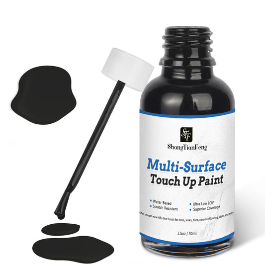 Black Touch Up Paint, Multi-Surface Touch Up Paint Pen, suitable for wall, metal, wood, floor, appliance maintenance, refrigerator, dishwasher, dryer, washing machine, microwave oven and other household appliances high-gloss paint repaint. 1.5 Fl Oz