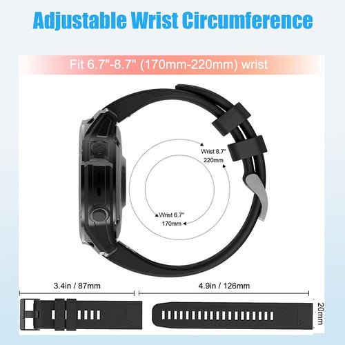 Waterproof Bands Compatible with Garmin Fenix 5 / Fenix 6 / Fenix 7 Watch Band, 22mm Soft Sports Replacement Wristbands for Fenix 8 Fenix E 47mm/Fenix 5 Plus/Fenix 6 Pro/Fenix 7 Pro (Green)