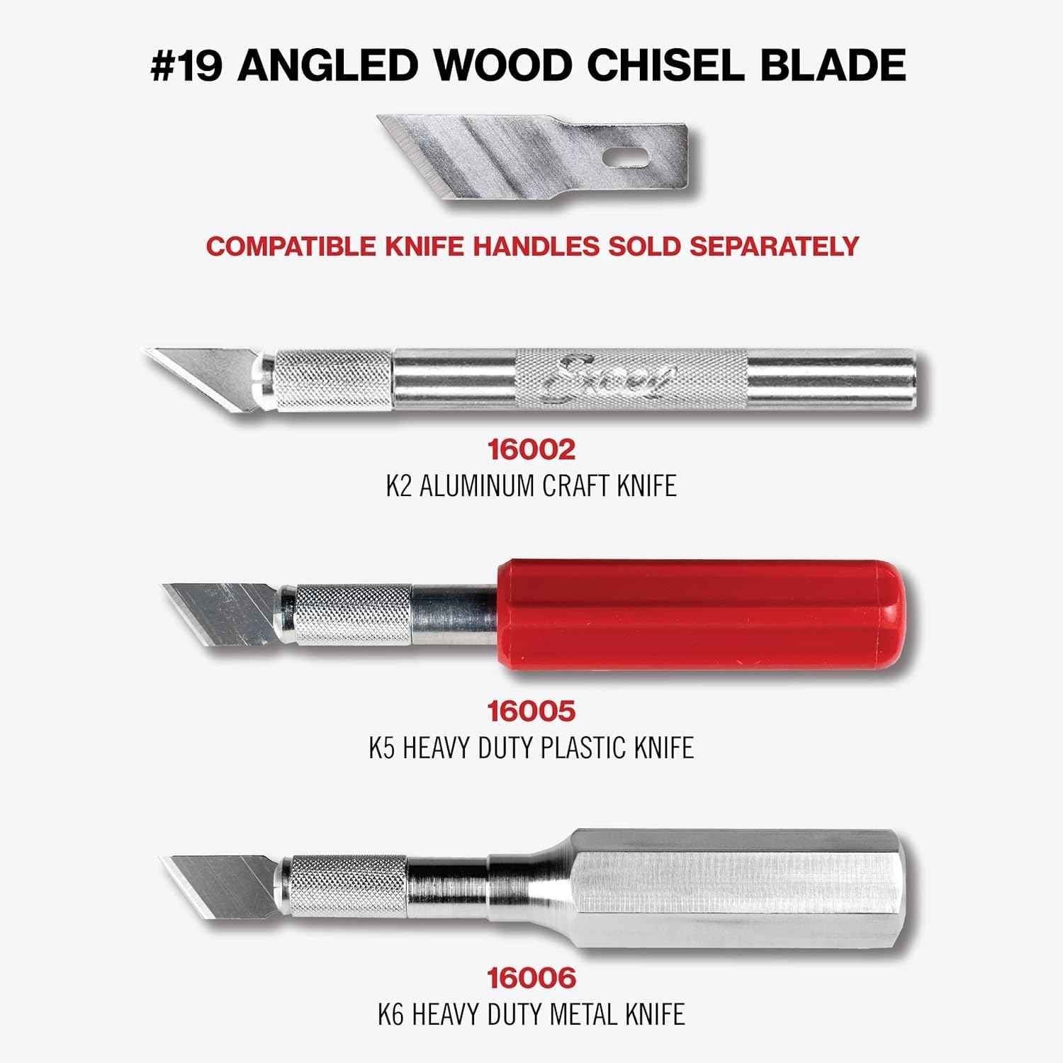 Excel Blades #19 Angled Wood Chisel Blades – 100-Pack 1-Inch Carbon Steel Craft Knife Replacement Blades – Ideal for Cutting, Chiseling, and Precision Carving - Made In USA