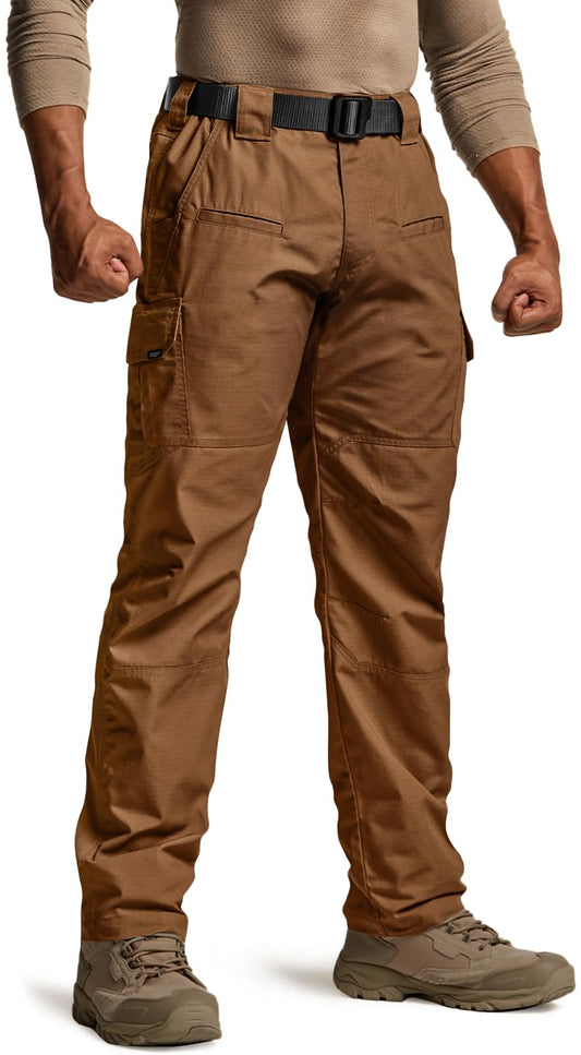 CQR Men's Tactical Pants, Water Resistant Ripstop Cargo Pants, Lightweight EDC Work Hiking Pants, Outdoor Apparel, Raider Copper Brown, 34W x 32L