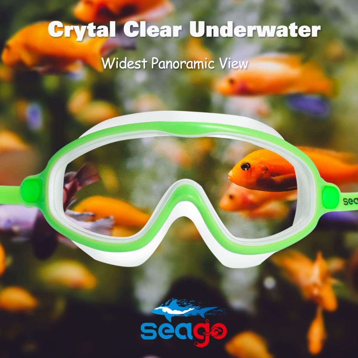 Seago Swim Goggles - 2 Pack Anti-Fog & UV Protection for Kids Aged 3-14 | Wide View Design