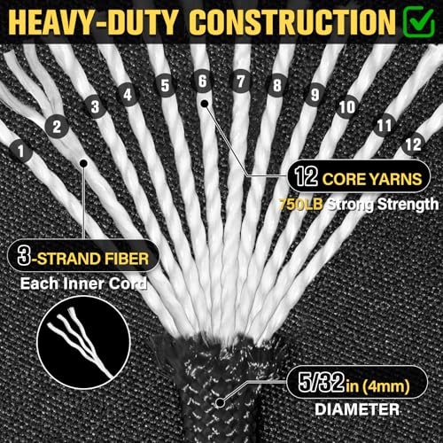 750 lb Paracord Rope - 1000ft, 500ft, 200ft, 100ft Heavy Duty Utility Cord