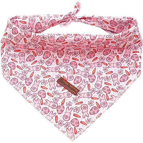 Easter Bunny Dog Bandana - Soft Cotton Pet Scarf for Small Dogs - Pink