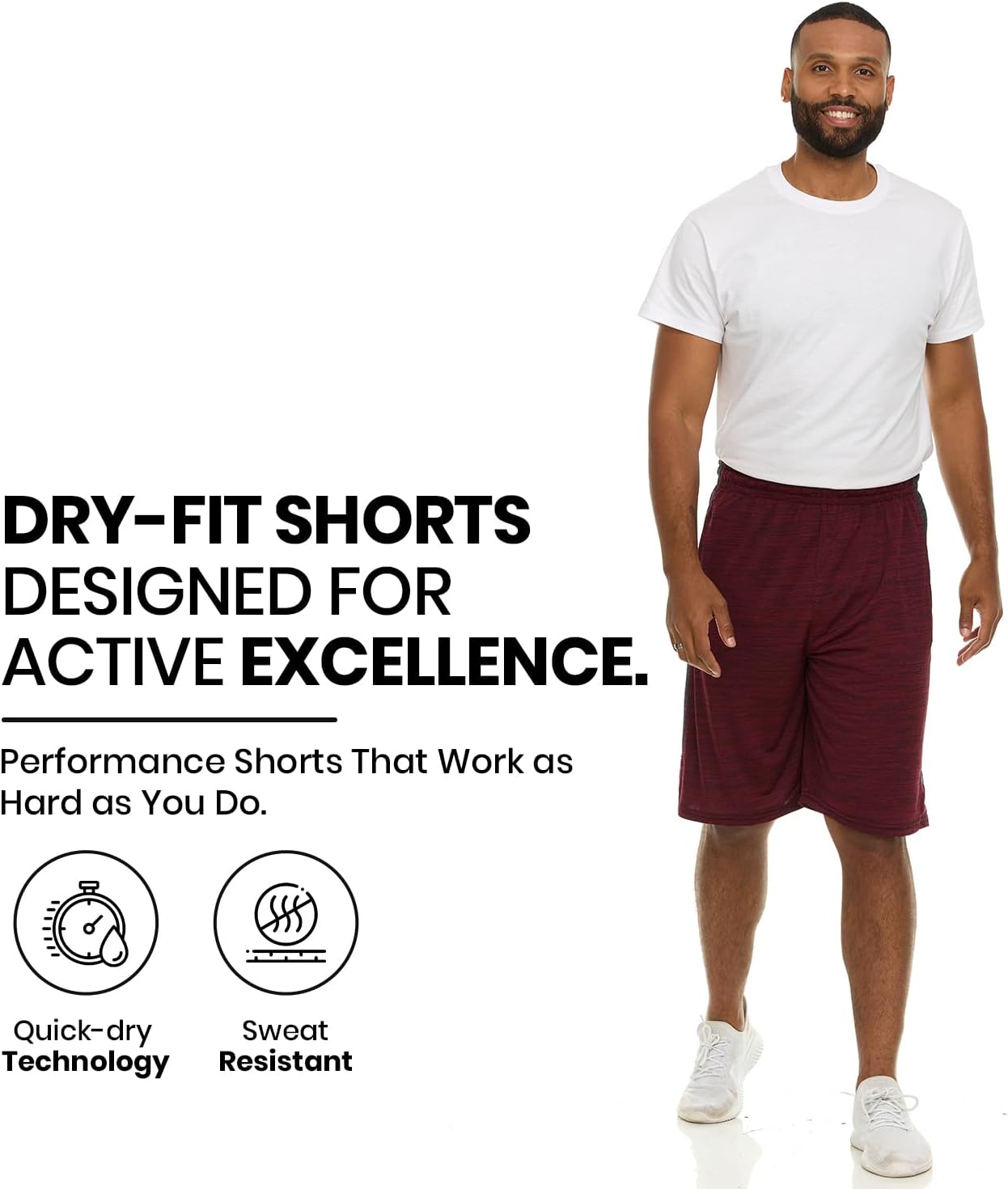 Skiennix Men's Dry-Fit Performance Shorts - 5 Pack of Sweat-Resistant Athletic Wear