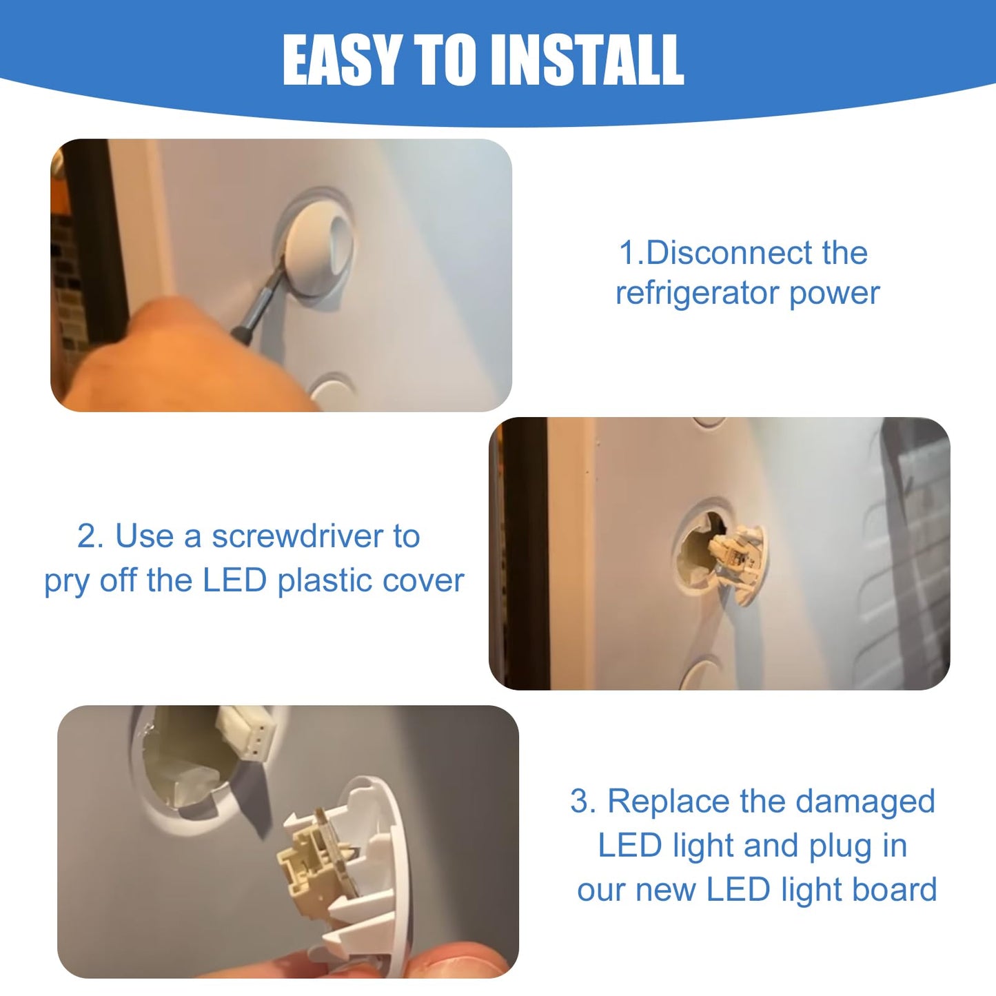 New Upgraded WR55X11132 WR55X25754 GE Refrigerator LED Light Bulb Replace WR55X30602 WR55X26486 PS4704284 3033142 EAP12172918 AP6261806(2 Pack)